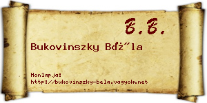 Bukovinszky Béla névjegykártya